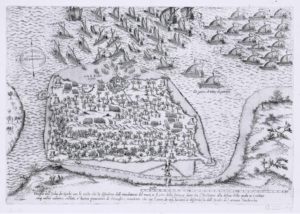 Carte représentant la bataille de Djerba en 1560