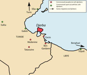 Communautés filles de Djerba et autres migrations de Djerbiens formant un archipel autour de l'île.